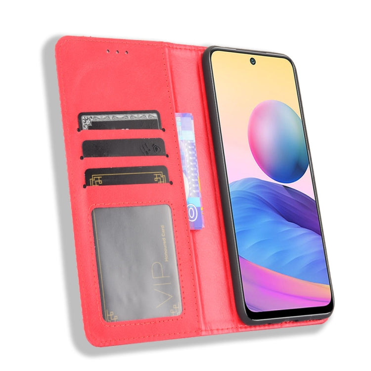 For Xiaomi Redmi Note 10 5G Magnetic Buckle Retro Crazy Horse Texture Horizontal Flip Leather Case with Holder & Card Slots & Photo Frame