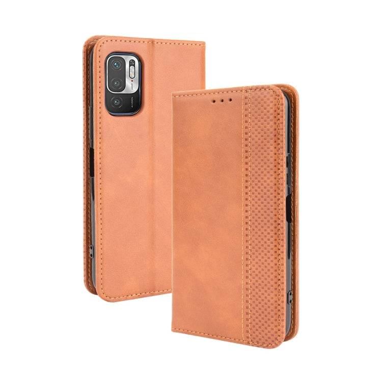 For Xiaomi Redmi Note 10 Magnetic Buckle Retro Crazy Horse Texture Horizontal Flip Leather Case with Holder & Card Slots & Photo Frame