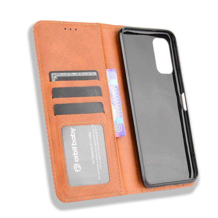 For Xiaomi Redmi Note 10 Magnetic Buckle Retro Crazy Horse Texture Horizontal Flip Leather Case with Holder & Card Slots & Photo Frame