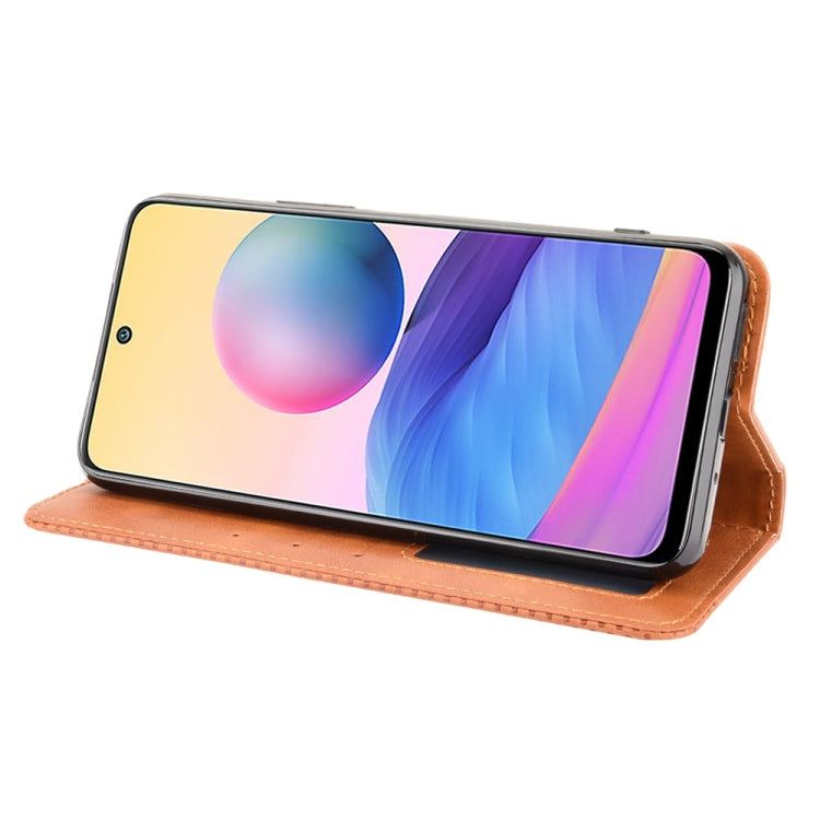 For Xiaomi Redmi Note 10 Magnetic Buckle Retro Crazy Horse Texture Horizontal Flip Leather Case with Holder & Card Slots & Photo Frame