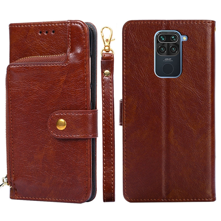 Zipper Bag PU + TPU Horizontal Flip Leather Case with Holder & Card Slot & Wallet & Lanyard For Xiaomi Redmi Note 9