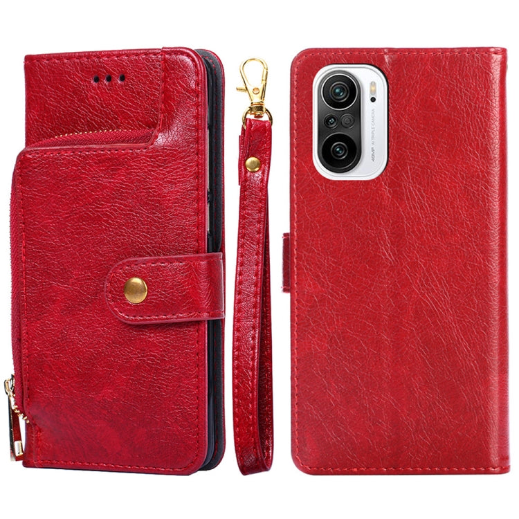Zipper Bag PU + TPU Horizontal Flip Leather Case with Holder & Card Slot & Wallet & Lanyard For Xiaomi Redmi K40 / K40 Pro
