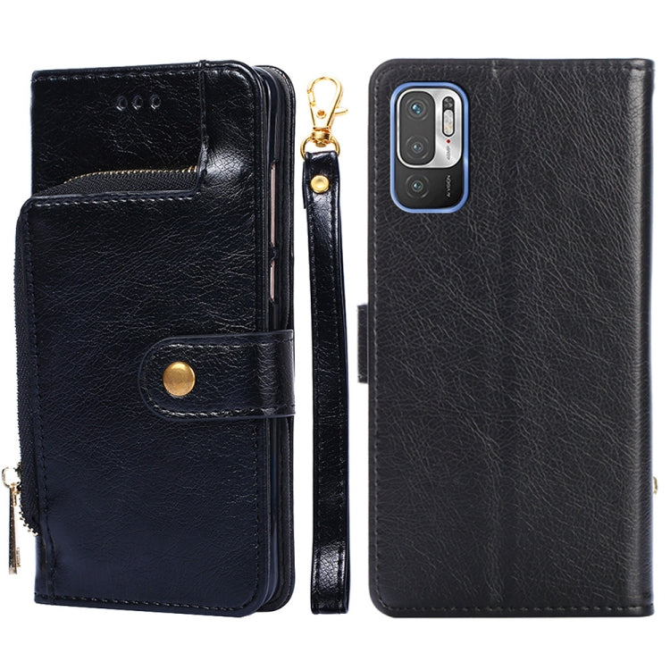 Zipper Bag PU + TPU Horizontal Flip Leather Case with Holder & Card Slot & Wallet & Lanyard For Xiaomi Redmi Note 10 5G