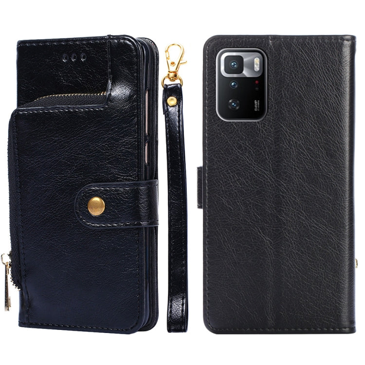 Zipper Bag PU + TPU Horizontal Flip Leather Case with Holder & Card Slot & Wallet & Lanyard For Xiaomi Redmi Note 10 Pro 5G CN Version