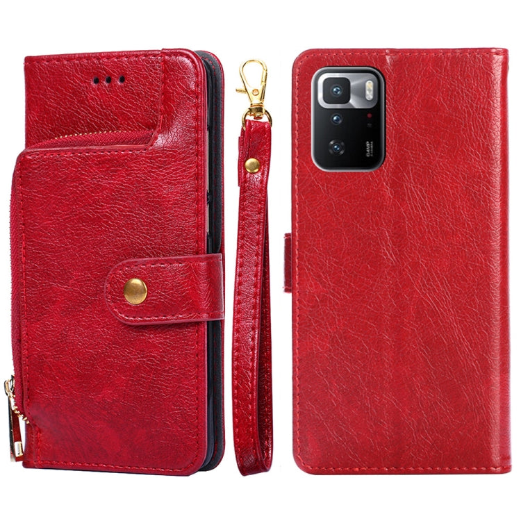Zipper Bag PU + TPU Horizontal Flip Leather Case with Holder & Card Slot & Wallet & Lanyard For Xiaomi Redmi Note 10 Pro 5G CN Version