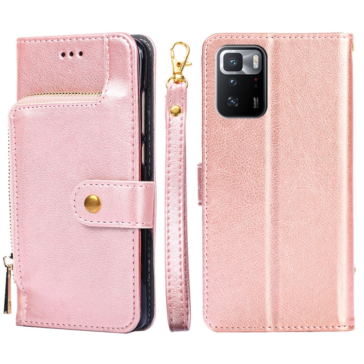 Zipper Bag PU + TPU Horizontal Flip Leather Case with Holder & Card Slot & Wallet & Lanyard For Xiaomi Redmi Note 10 Pro 5G CN Version