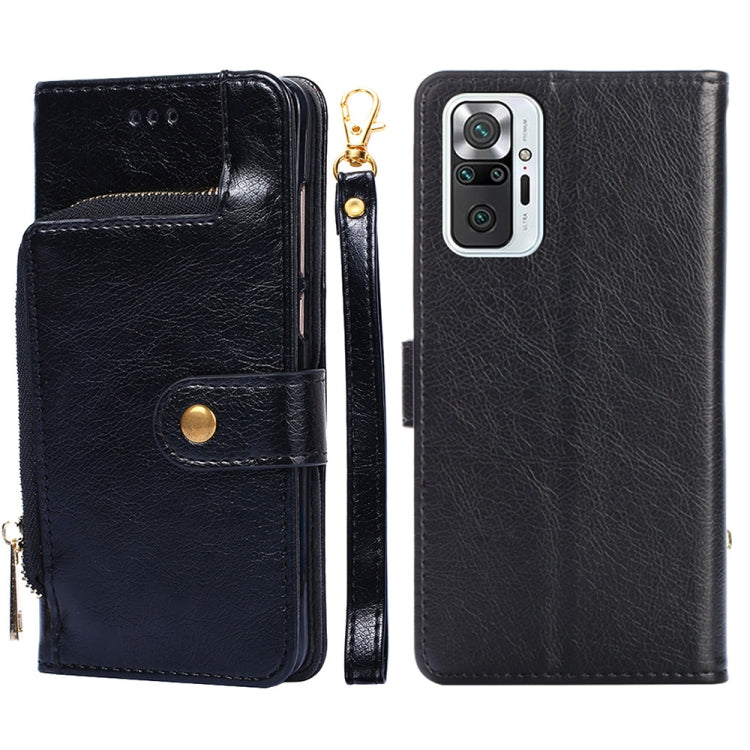 Zipper Bag PU + TPU Horizontal Flip Leather Case with Holder & Card Slot & Wallet & Lanyard For Xiaomi Redmi Note 10 Pro / Note 10 Pro Indian Version / Note 10 Pro Max