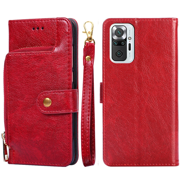 Zipper Bag PU + TPU Horizontal Flip Leather Case with Holder & Card Slot & Wallet & Lanyard For Xiaomi Redmi Note 10 Pro / Note 10 Pro Indian Version / Note 10 Pro Max