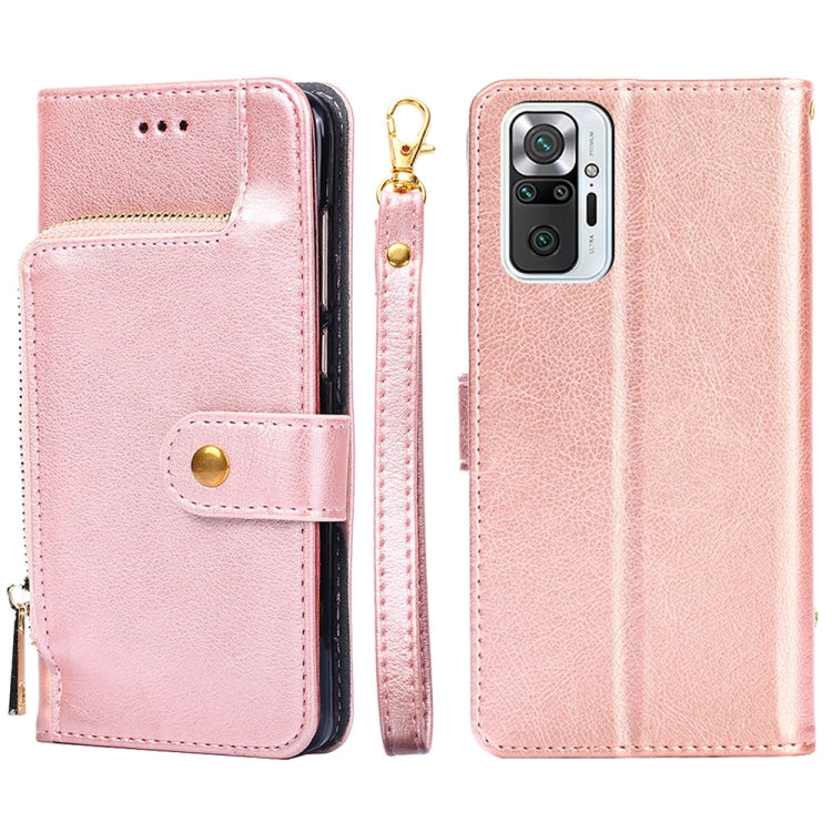 Zipper Bag PU + TPU Horizontal Flip Leather Case with Holder & Card Slot & Wallet & Lanyard For Xiaomi Redmi Note 10 Pro / Note 10 Pro Indian Version / Note 10 Pro Max