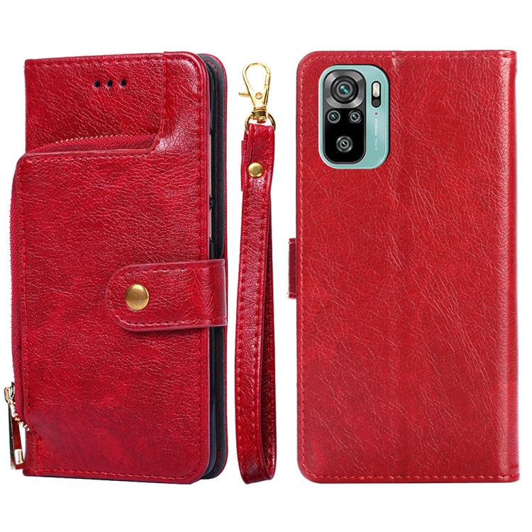 Zipper Bag PU + TPU Horizontal Flip Leather Case with Holder & Card Slot & Wallet & Lanyard For Xiaomi Redmi Note 10 4G / Note 10S