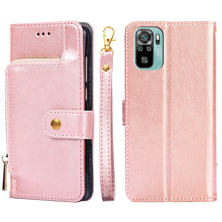 Zipper Bag PU + TPU Horizontal Flip Leather Case with Holder & Card Slot & Wallet & Lanyard For Xiaomi Redmi Note 10 4G / Note 10S