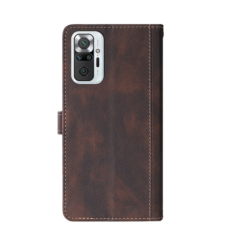 For Xiaomi Redmi Note 10 Pro (India) Stitching Skin Feel Magnetic Buckle Horizontal Flip PU Leather Case with Holder & Card Slots & Wallet