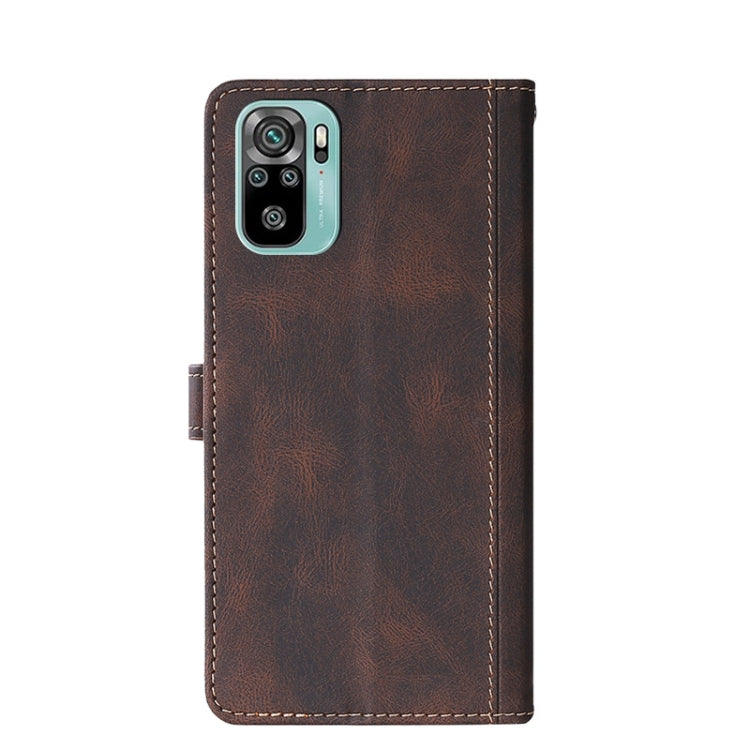 For Xiaomi Redmi Note 10 Stitching Skin Feel Magnetic Buckle Horizontal Flip PU Leather Case with Holder & Card Slots & Wallet