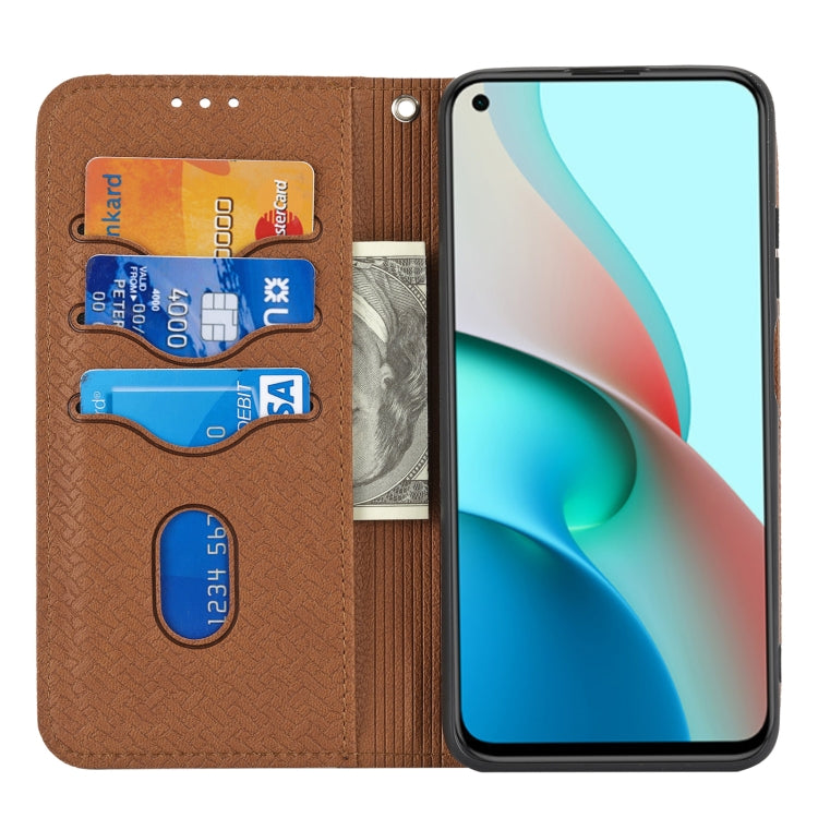 For Xiaomi Redmi Note 9 5G Woven Texture Stitching Magnetic Horizontal Flip PU Leather Case with Holder & Card Slots & Wallet & Lanyard