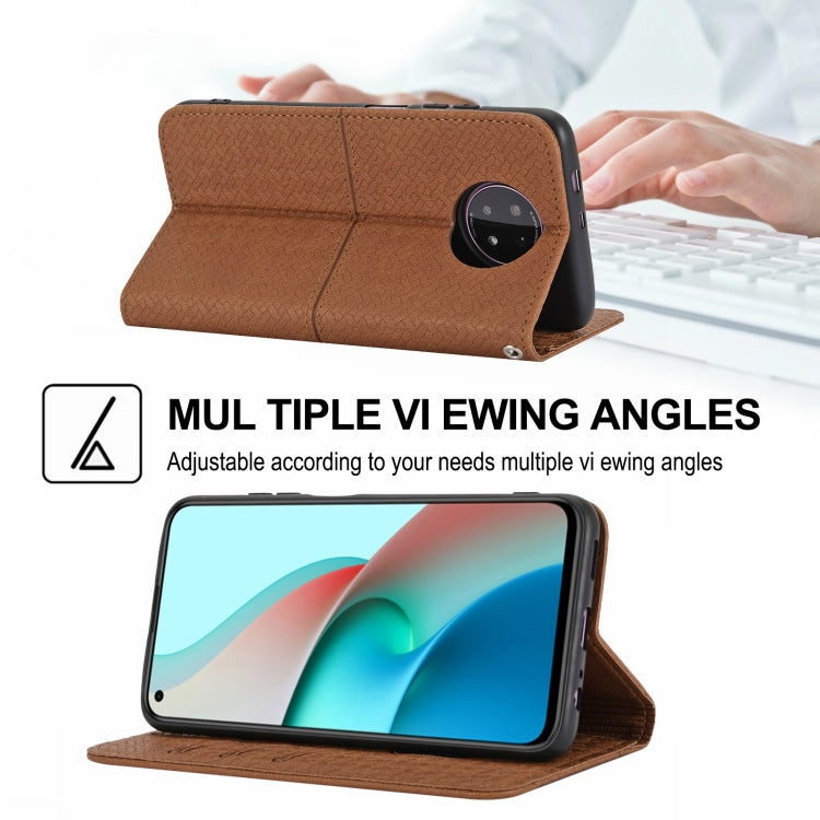 For Xiaomi Redmi Note 9 5G Woven Texture Stitching Magnetic Horizontal Flip PU Leather Case with Holder & Card Slots & Wallet & Lanyard