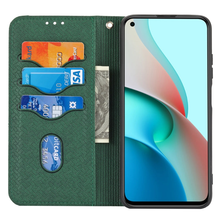 For Xiaomi Redmi Note 9 5G Woven Texture Stitching Magnetic Horizontal Flip PU Leather Case with Holder & Card Slots & Wallet & Lanyard