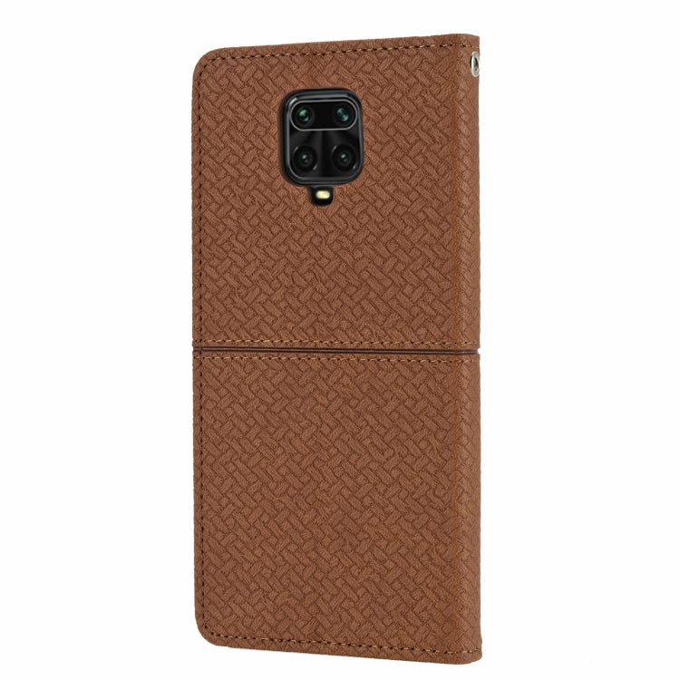 For Xiaomi Redmi Note 9 Pro Max Woven Texture Stitching Magnetic Horizontal Flip PU Leather Case with Holder & Card Slots & Wallet & Lanyard