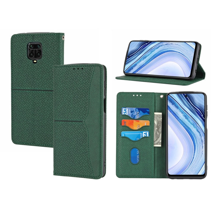 For Xiaomi Redmi Note 9 Pro Max Woven Texture Stitching Magnetic Horizontal Flip PU Leather Case with Holder & Card Slots & Wallet & Lanyard