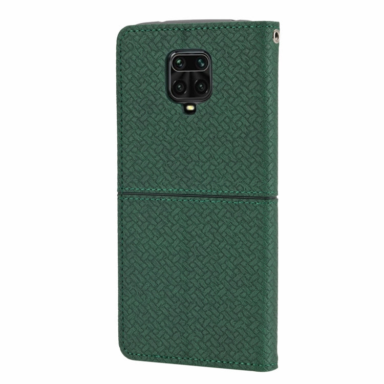 For Xiaomi Redmi Note 9 Pro Max Woven Texture Stitching Magnetic Horizontal Flip PU Leather Case with Holder & Card Slots & Wallet & Lanyard
