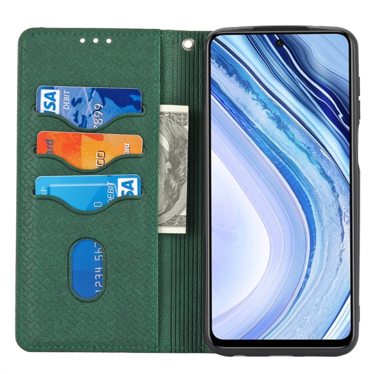 For Xiaomi Redmi Note 9 Pro Max Woven Texture Stitching Magnetic Horizontal Flip PU Leather Case with Holder & Card Slots & Wallet & Lanyard