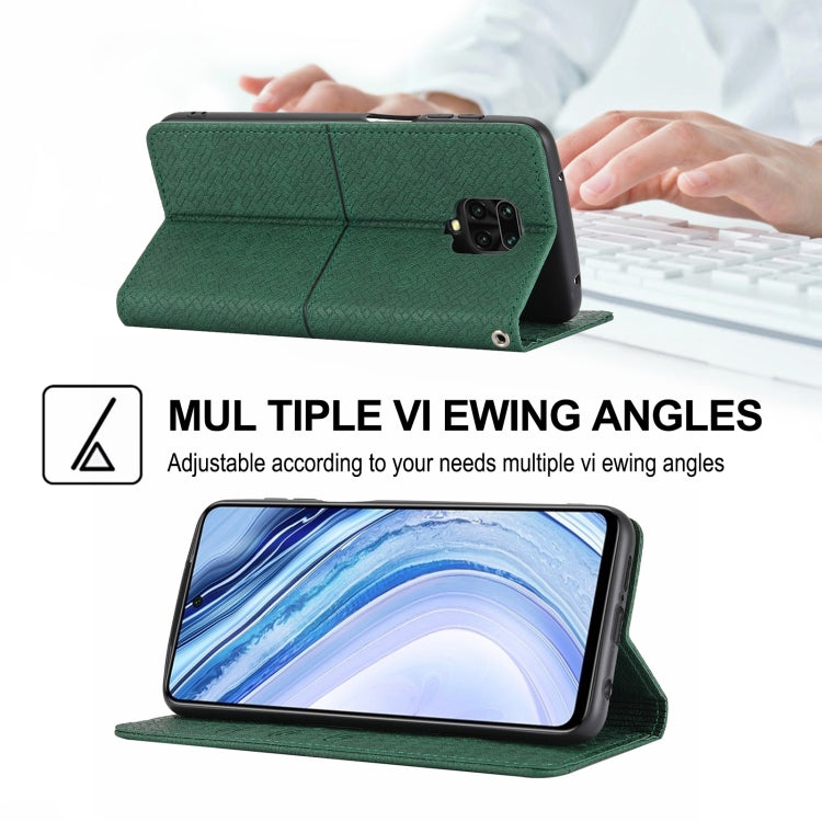 For Xiaomi Redmi Note 9 Pro Max Woven Texture Stitching Magnetic Horizontal Flip PU Leather Case with Holder & Card Slots & Wallet & Lanyard
