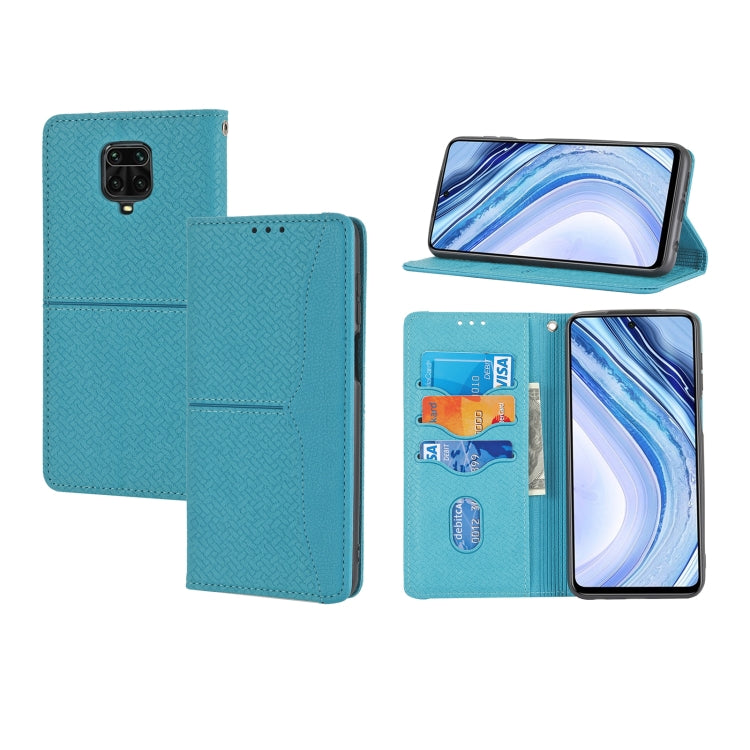 For Xiaomi Redmi Note 9 Pro Max Woven Texture Stitching Magnetic Horizontal Flip PU Leather Case with Holder & Card Slots & Wallet & Lanyard