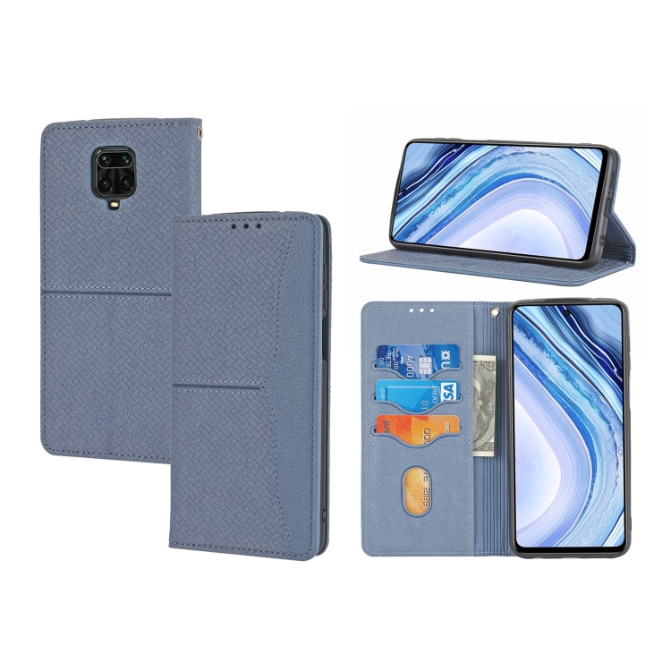 For Xiaomi Redmi Note 9 Pro Max Woven Texture Stitching Magnetic Horizontal Flip PU Leather Case with Holder & Card Slots & Wallet & Lanyard