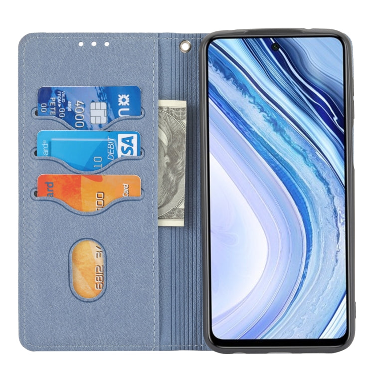 For Xiaomi Redmi Note 9 Pro Max Woven Texture Stitching Magnetic Horizontal Flip PU Leather Case with Holder & Card Slots & Wallet & Lanyard