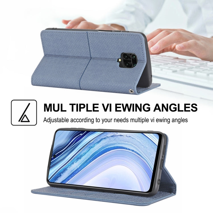 For Xiaomi Redmi Note 9 Pro Max Woven Texture Stitching Magnetic Horizontal Flip PU Leather Case with Holder & Card Slots & Wallet & Lanyard