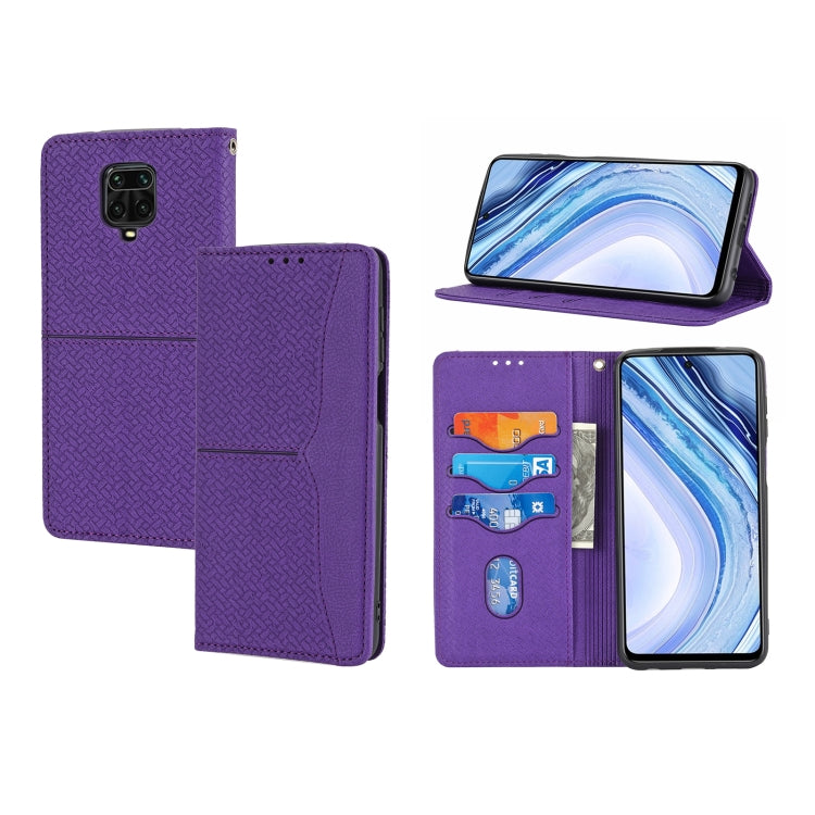 For Xiaomi Redmi Note 9 Pro Max Woven Texture Stitching Magnetic Horizontal Flip PU Leather Case with Holder & Card Slots & Wallet & Lanyard
