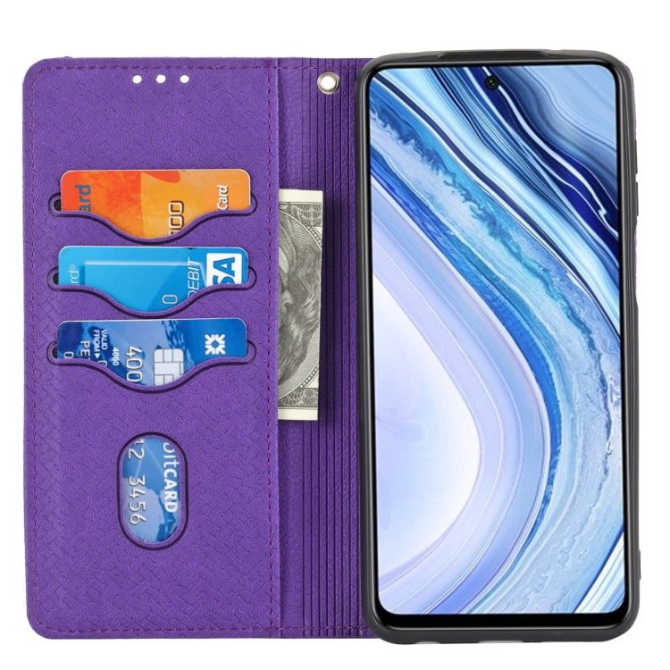 For Xiaomi Redmi Note 9 Pro Max Woven Texture Stitching Magnetic Horizontal Flip PU Leather Case with Holder & Card Slots & Wallet & Lanyard