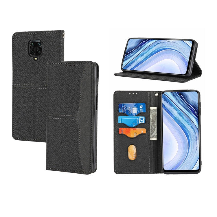 For Xiaomi Redmi Note 9 Pro Max Woven Texture Stitching Magnetic Horizontal Flip PU Leather Case with Holder & Card Slots & Wallet & Lanyard