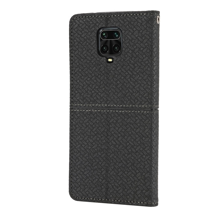 For Xiaomi Redmi Note 9 Pro Max Woven Texture Stitching Magnetic Horizontal Flip PU Leather Case with Holder & Card Slots & Wallet & Lanyard
