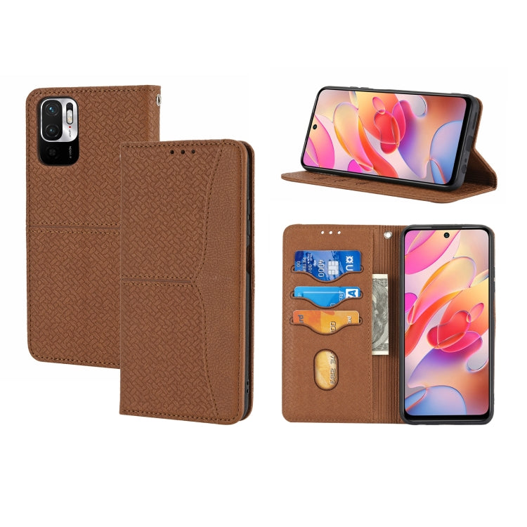 For Xiaomi Redmi Note 10 Woven Texture Stitching Magnetic Horizontal Flip PU Leather Case with Holder & Card Slots & Wallet & Lanyard