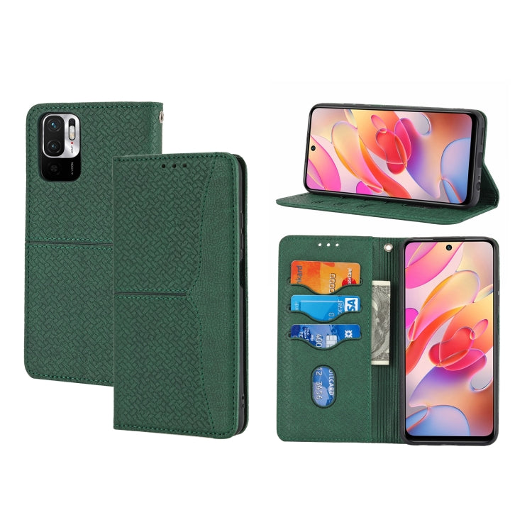 For Xiaomi Redmi Note 10 Woven Texture Stitching Magnetic Horizontal Flip PU Leather Case with Holder & Card Slots & Wallet & Lanyard