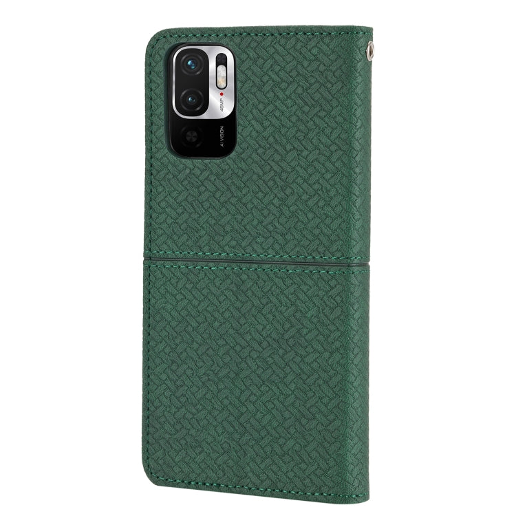 For Xiaomi Redmi Note 10 Woven Texture Stitching Magnetic Horizontal Flip PU Leather Case with Holder & Card Slots & Wallet & Lanyard