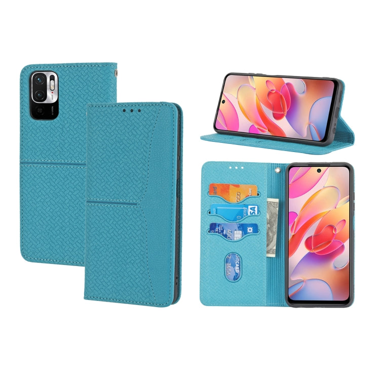 For Xiaomi Redmi Note 10 Woven Texture Stitching Magnetic Horizontal Flip PU Leather Case with Holder & Card Slots & Wallet & Lanyard