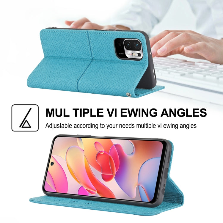 For Xiaomi Redmi Note 10 Woven Texture Stitching Magnetic Horizontal Flip PU Leather Case with Holder & Card Slots & Wallet & Lanyard