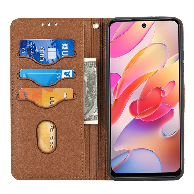 For Xiaomi Redmi Note 10 5G Woven Texture Stitching Magnetic Horizontal Flip PU Leather Case with Holder & Card Slots & Wallet & Lanyard