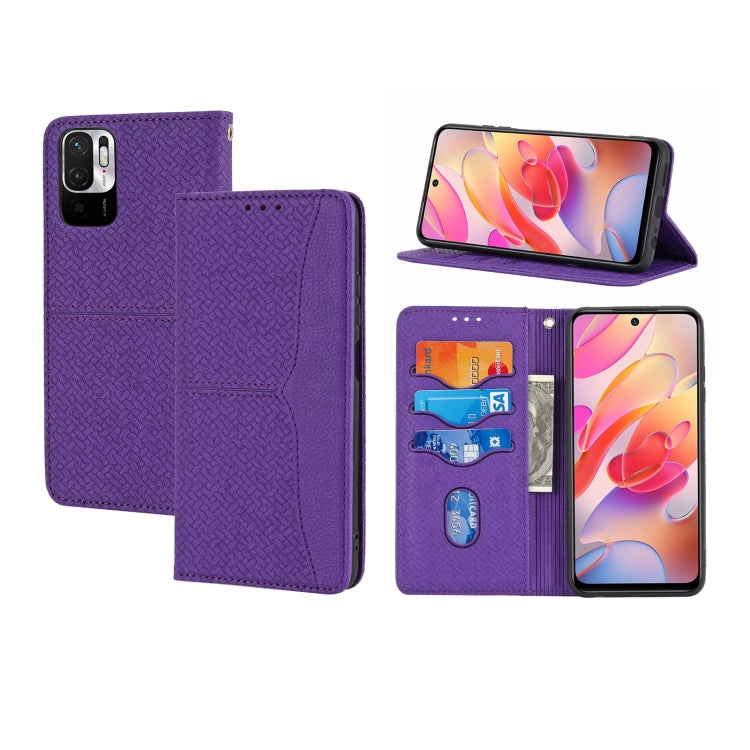 For Xiaomi Redmi Note 10 5G Woven Texture Stitching Magnetic Horizontal Flip PU Leather Case with Holder & Card Slots & Wallet & Lanyard