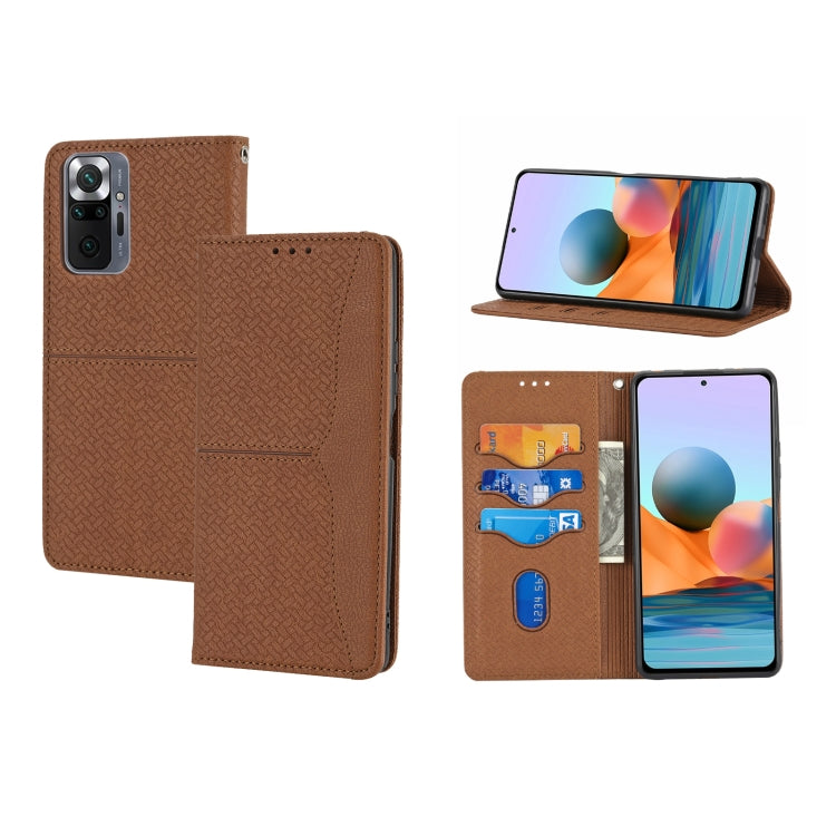 For Xiaomi Redmi Note 10 Pro 5G Woven Texture Stitching Magnetic Horizontal Flip PU Leather Case with Holder & Card Slots & Wallet & Lanyard