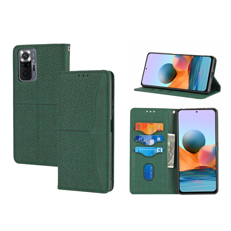 For Xiaomi Redmi Note 10 Pro 5G Woven Texture Stitching Magnetic Horizontal Flip PU Leather Case with Holder & Card Slots & Wallet & Lanyard