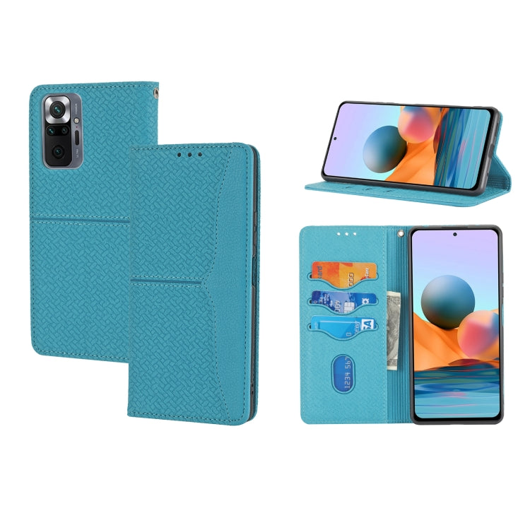 For Xiaomi Redmi Note 10 Pro 5G Woven Texture Stitching Magnetic Horizontal Flip PU Leather Case with Holder & Card Slots & Wallet & Lanyard
