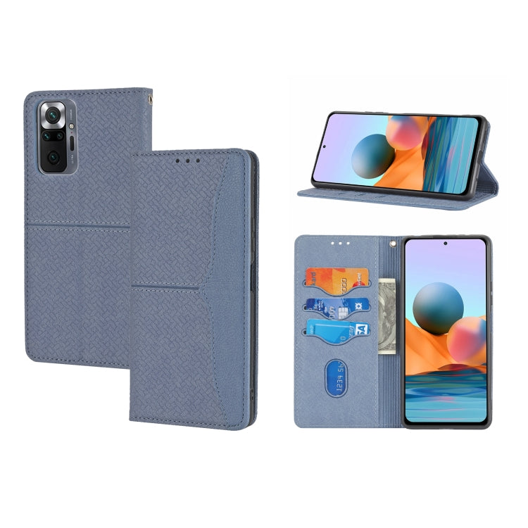 For Xiaomi Redmi Note 10 Pro 5G Woven Texture Stitching Magnetic Horizontal Flip PU Leather Case with Holder & Card Slots & Wallet & Lanyard