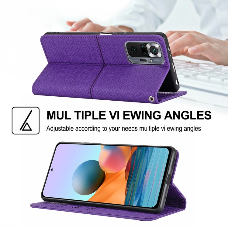 For Xiaomi Redmi Note 10 Pro 5G Woven Texture Stitching Magnetic Horizontal Flip PU Leather Case with Holder & Card Slots & Wallet & Lanyard