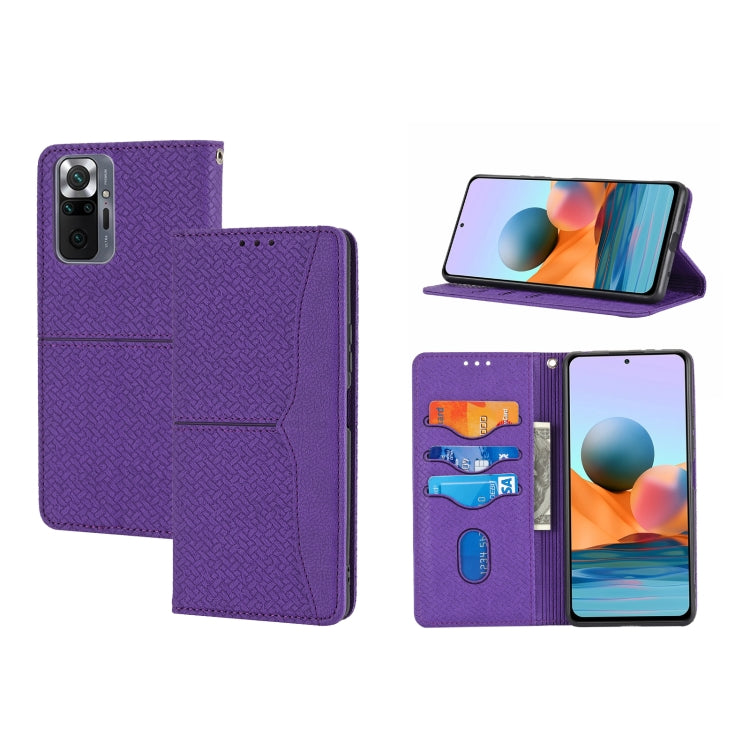For Xiaomi Redmi Note 10 Pro Max Woven Texture Stitching Magnetic Horizontal Flip PU Leather Case with Holder & Card Slots & Wallet & Lanyard