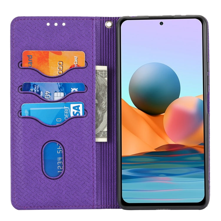 For Xiaomi Redmi Note 10 Pro Max Woven Texture Stitching Magnetic Horizontal Flip PU Leather Case with Holder & Card Slots & Wallet & Lanyard