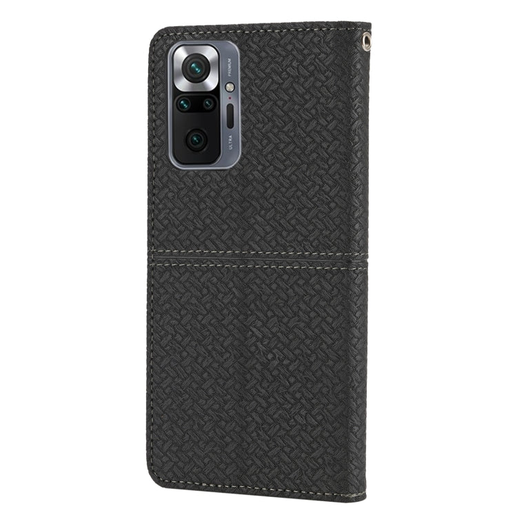 For Xiaomi Redmi Note 10 Pro Max Woven Texture Stitching Magnetic Horizontal Flip PU Leather Case with Holder & Card Slots & Wallet & Lanyard