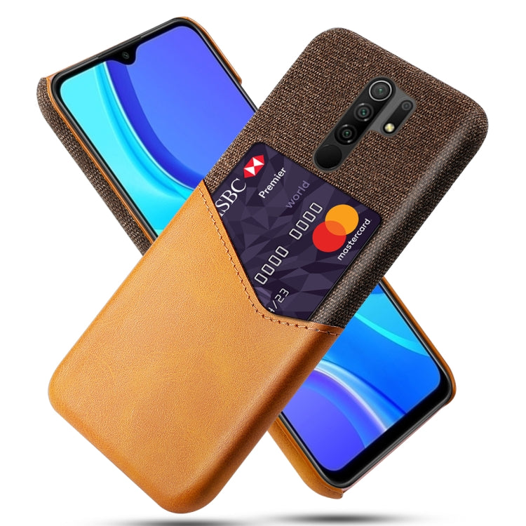 For Xiaomi Redmi 9 Cloth Texture PC + PU Leather Back Cover Shockproof Case with Card Slot