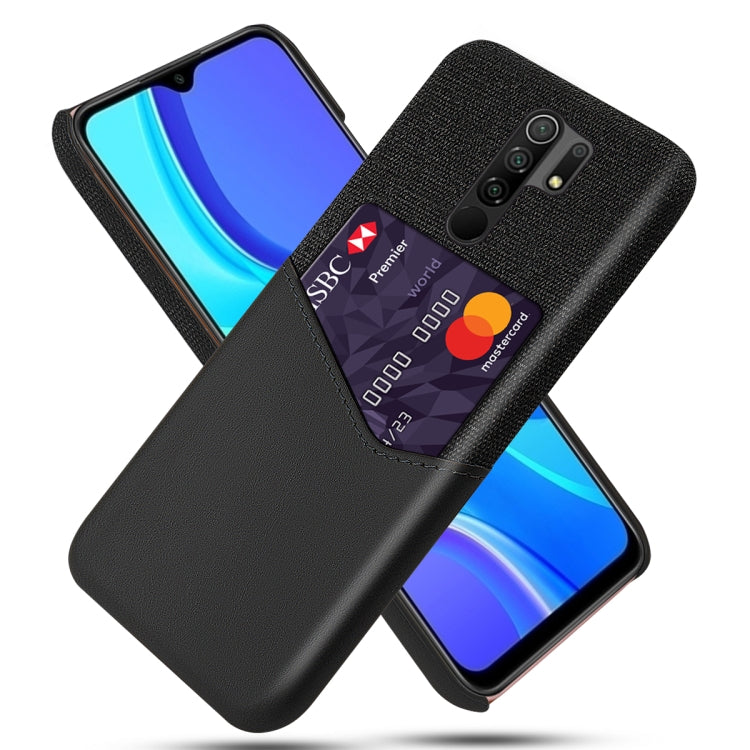 For Xiaomi Redmi 9 Cloth Texture PC + PU Leather Back Cover Shockproof Case with Card Slot